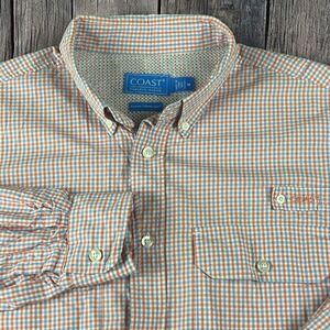 COAST PAWLEYS ISLAND MARINA FISHING SHIRT MEDIUM PINK BLUE WHITE CHECK COTTON‎